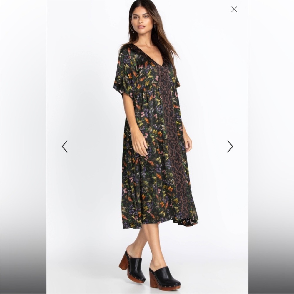 Johnny Was Multicolor Floral Midi Dress